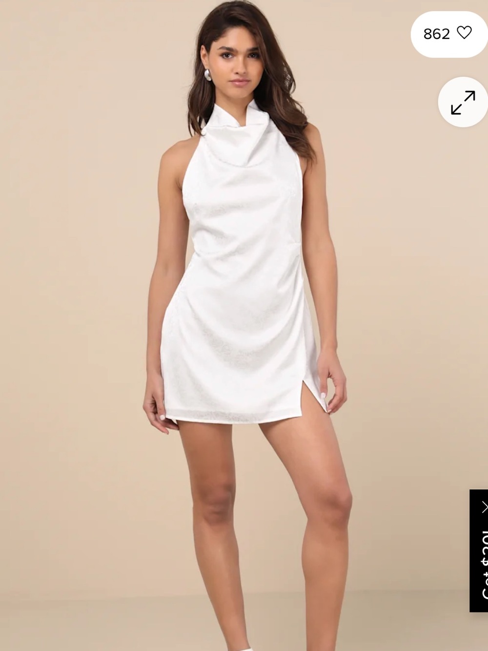 Lulus White Halter Cowl Mini Dress - Size Small